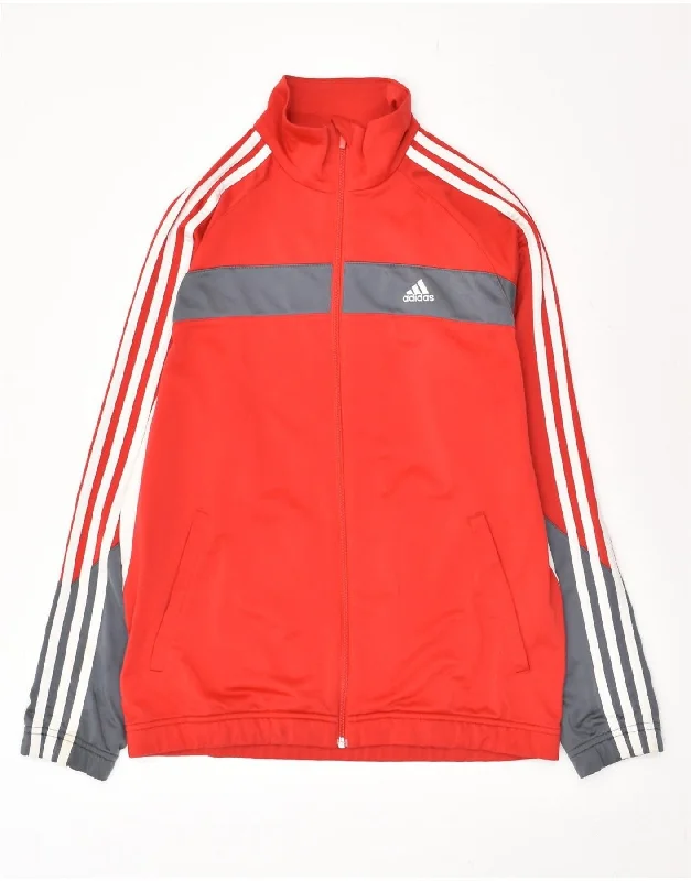 men's functional winter jackets -ADIDAS Boys Tracksuit Top Jacket 15-16 Years Red Colourblock Polyester