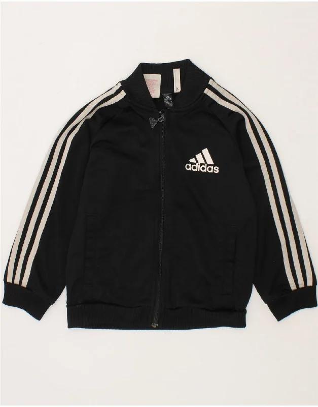 men's puffer jackets -ADIDAS Boys Tracksuit Top Jacket 2-3 Years Black Polyester