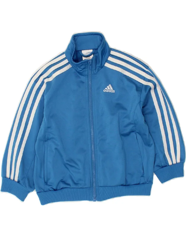 men's hooded jackets -ADIDAS Boys Tracksuit Top Jacket 3-4 Years Blue Polyester