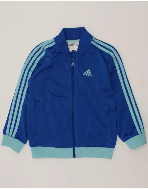 men's stylish outdoor jackets -ADIDAS Boys Tracksuit Top Jacket 3-4 Years Blue Polyester