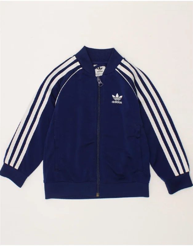 men's outdoor waterproof jackets -ADIDAS Boys Tracksuit Top Jacket 3-4 Years Navy Blue Polyester