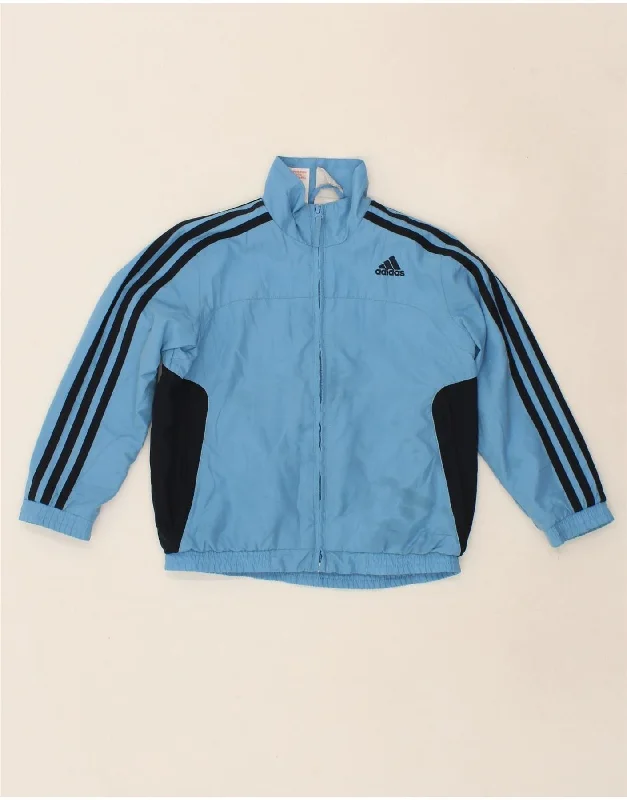 men's coat jackets -ADIDAS Boys Tracksuit Top Jacket 4-5 Years Blue Colourblock Polyester