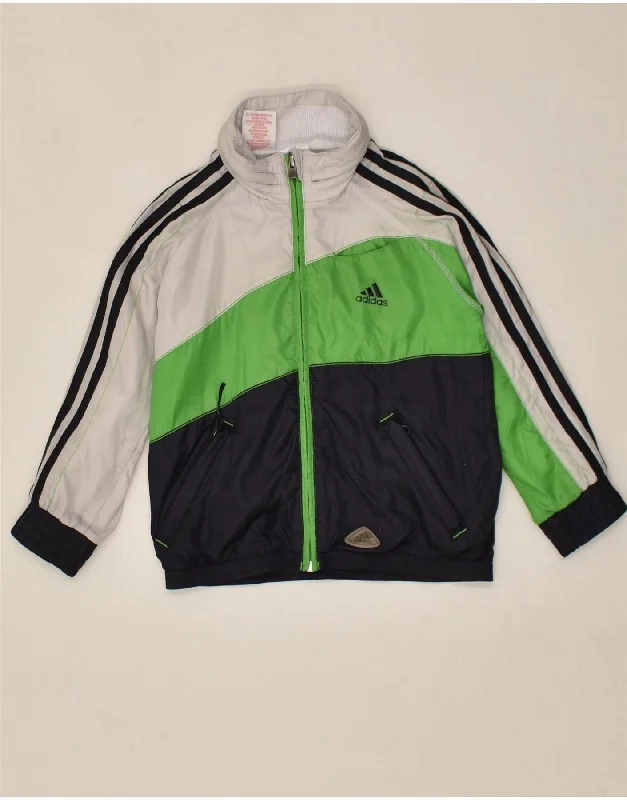 men's casual winter jackets -ADIDAS Boys Tracksuit Top Jacket 4-5 Years Multicoloured Colourblock