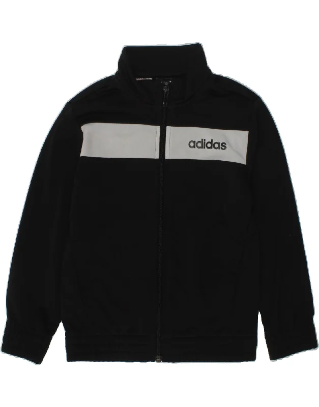 men's functional winter jackets -ADIDAS Boys Tracksuit Top Jacket 5-6 Years Black Colourblock Polyester