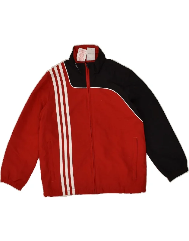 men's parka jackets -ADIDAS Boys Tracksuit Top Jacket 5-6 Years Red Colourblock Polyester