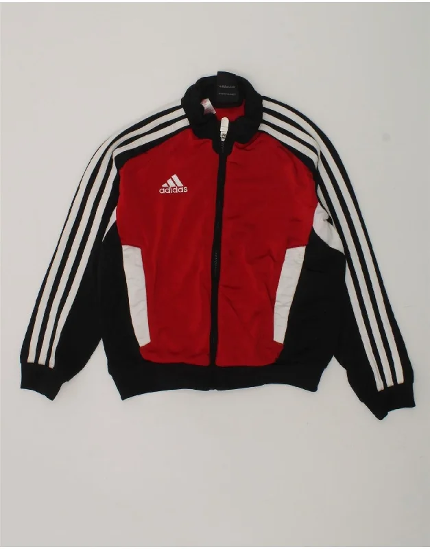 men's bomber jackets -ADIDAS Boys Tracksuit Top Jacket 5-6 Years Red Colourblock Polyester