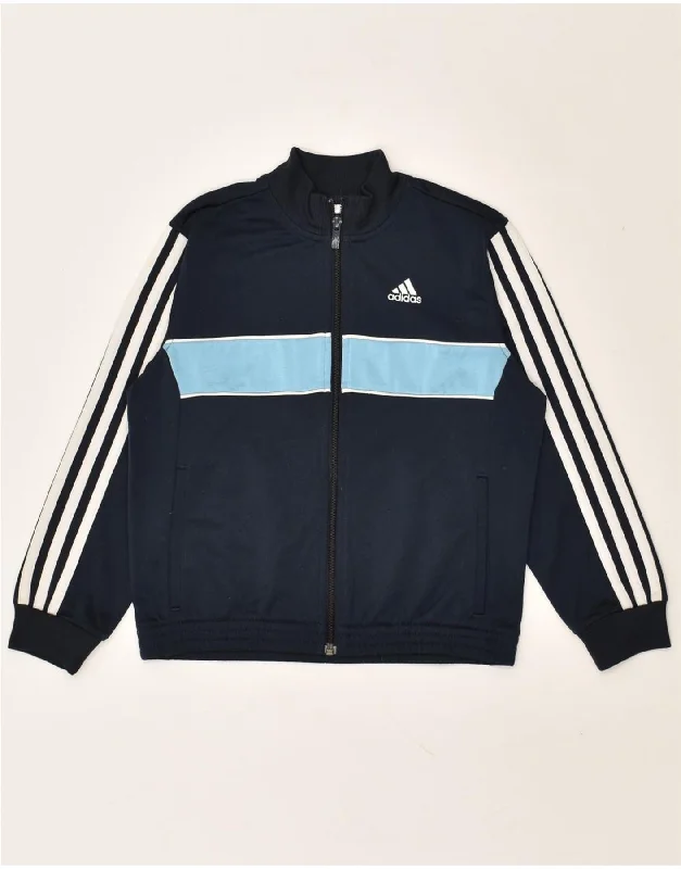 men's slim fit leather jackets -ADIDAS Boys Tracksuit Top Jacket 7-8 Years Black Colourblock Polyester