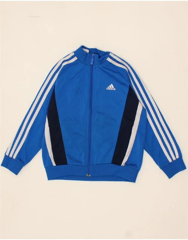 men's rugged jackets -ADIDAS Boys Tracksuit Top Jacket 7-8 Years Blue Colourblock Polyester