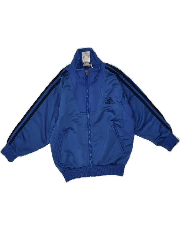 men's tailored wool jackets -ADIDAS Boys Tracksuit Top Jacket 7-8 Years Blue Polyester