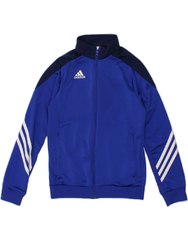 men's outdoor adventure jackets -ADIDAS Boys Tracksuit Top Jacket 7-8 Years Medium Blue Colourblock