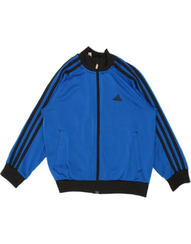 men's zip-up jackets -ADIDAS Boys Tracksuit Top Jacket 7-8 Years XL Blue Polyester