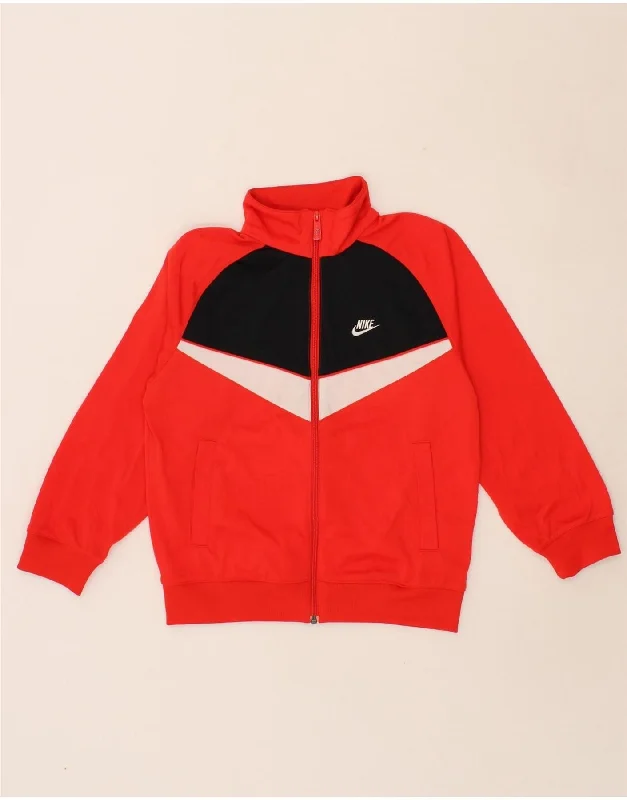 men's casual zip jackets -ADIDAS Boys Tracksuit Top Jacket 8-9 Years Small Red Colourblock Polyester