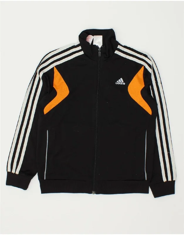 men's trench coats -ADIDAS Boys Tracksuit Top Jacket 9-10 Years Black Polyester