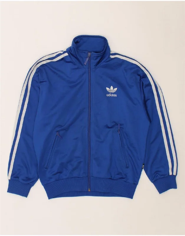 men's comfortable jackets -ADIDAS Boys Tracksuit Top Jacket 9-10 Years Blue Polyester