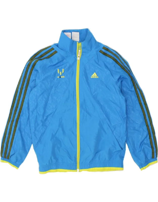 men's stylish leather jackets -ADIDAS Boys Tracksuit Top Jacket 9-10 Years Blue Polyester