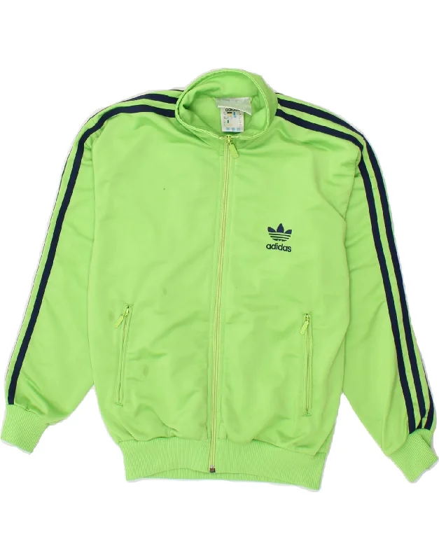 men's rain jackets -ADIDAS Boys Tracksuit Top Jacket 9-10 Years Green Polyester