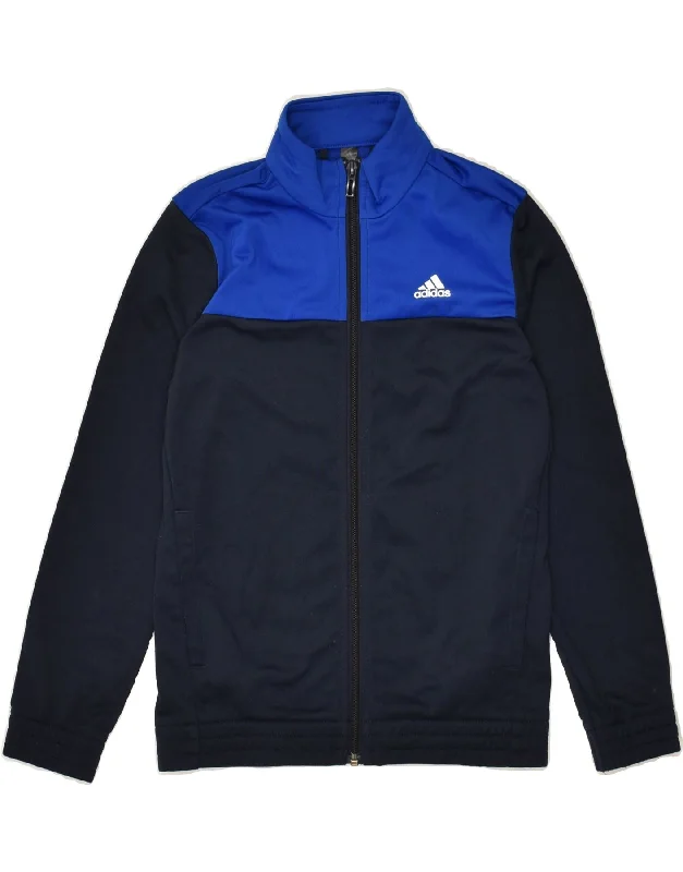 men's quilted winter jackets -ADIDAS Boys Tracksuit Top Jacket 9-10 Years Navy Blue Colourblock