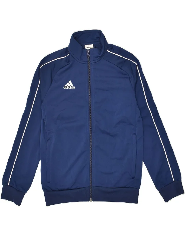 men's soft fleece jackets -ADIDAS Boys Tracksuit Top Jacket 9-10 Years Navy Blue Polyester