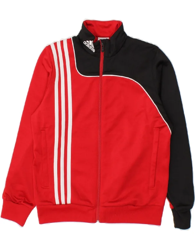 men's lightweight jackets -ADIDAS Boys Tracksuit Top Jacket 9-10 Years Red Colourblock Polyester