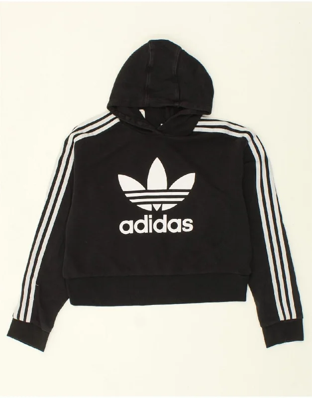 stylish hoodies for men -ADIDAS Girls Crop Hoodie Jumper 14-15 Years Black