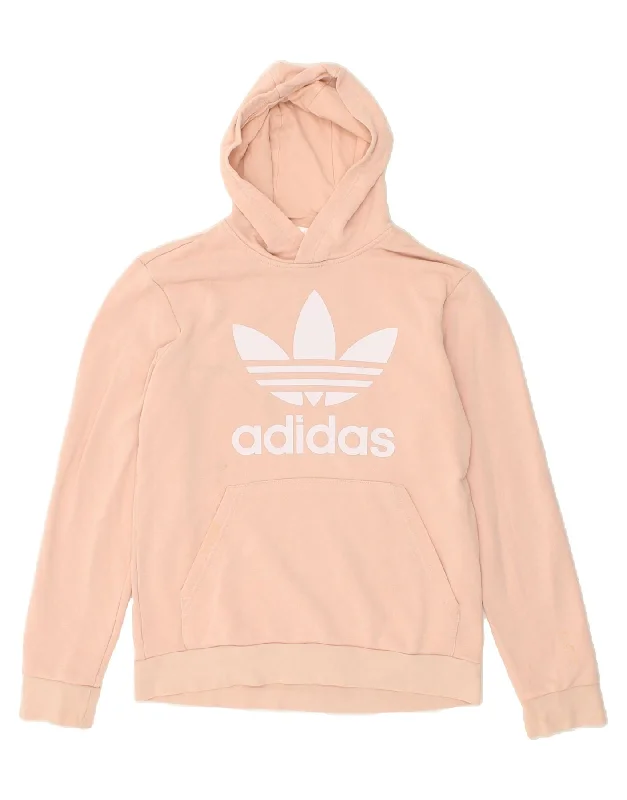 men's hoodie jackets -ADIDAS Girls Graphic Hoodie Jumper 14-15 Years Pink Cotton