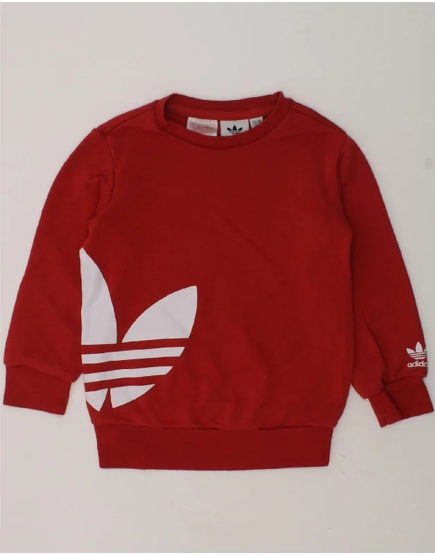 casual hoodies for men -ADIDAS Girls Graphic Hoodie Jumper 2-3 Years Red Cotton