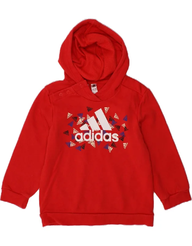 men's comfy oversized hoodies -ADIDAS Girls Graphic Hoodie Jumper 3-4 Years Red