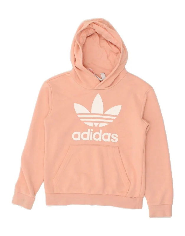 men's plain hoodies -ADIDAS Girls Graphic Hoodie Jumper 8-9 Years Pink Cotton