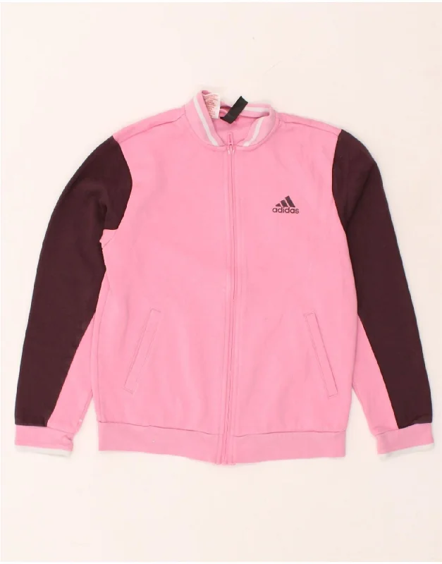 men's varsity jackets -ADIDAS Girls Graphic Tracksuit Top Jacket 11-12 Years Pink Colourblock