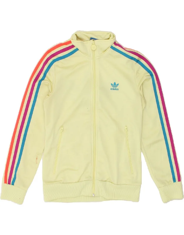 men's high-performance jackets -ADIDAS Girls Graphic Tracksuit Top Jacket 11-12 Years Yellow Polyester