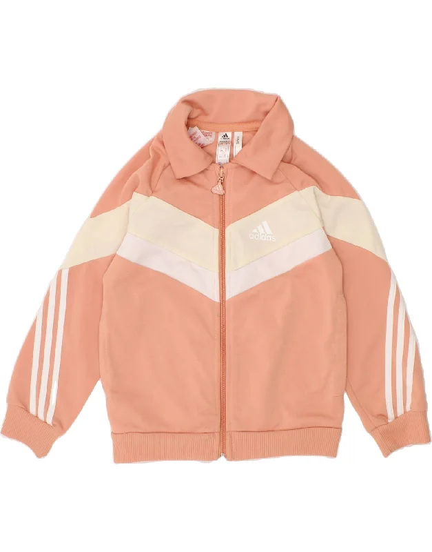 men's multi-pocket jackets -ADIDAS Girls Graphic Tracksuit Top Jacket 2-3 Years Orange Colourblock