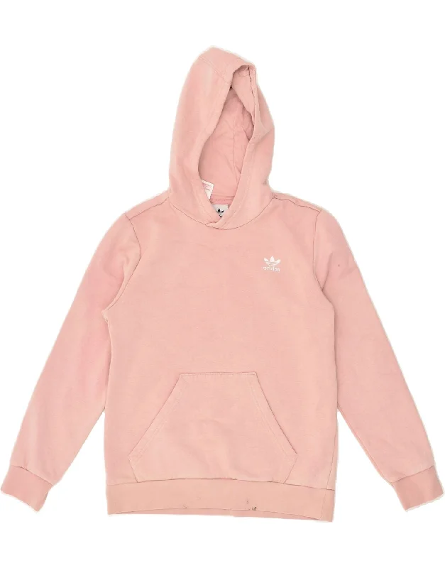 men's printed graphic hoodies -ADIDAS Girls Hoodie Jumper 12-13 Years Pink Cotton