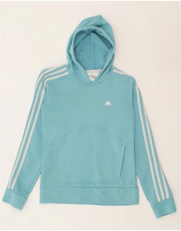 men's hoodie for gym -ADIDAS Girls Hoodie Jumper 13-14 Years Blue Cotton