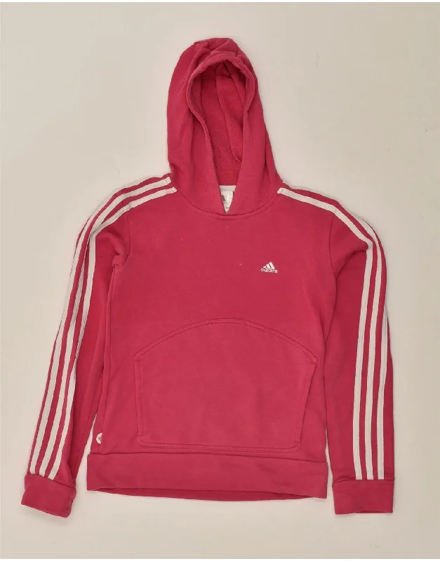 comfortable fleece sweatshirts for men -ADIDAS Girls Hoodie Jumper 13-14 Years XL Pink Cotton