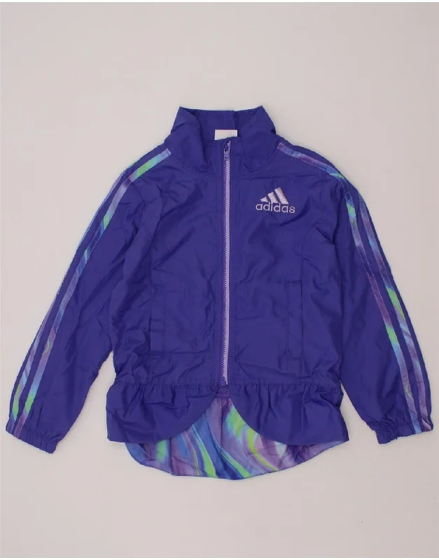 men's multi-pocket jackets -ADIDAS Girls Rain Jacket 2-3 Years Blue Polyester