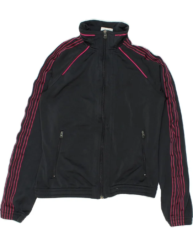 men's custom jackets -ADIDAS Girls Tracksuit Top Jacket 11-12 Years Black Polyester