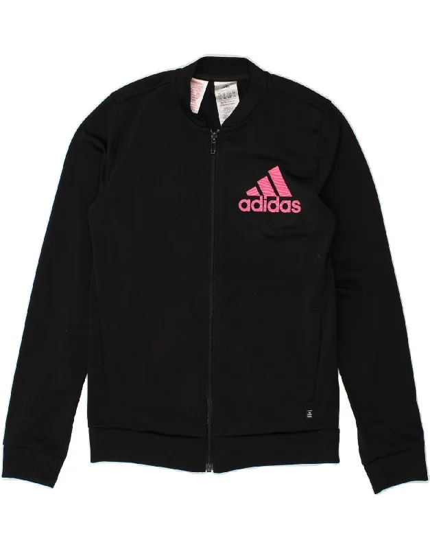 men's trench coats for winter -ADIDAS Girls Tracksuit Top Jacket 11-12 Years Medium  Black Polyester