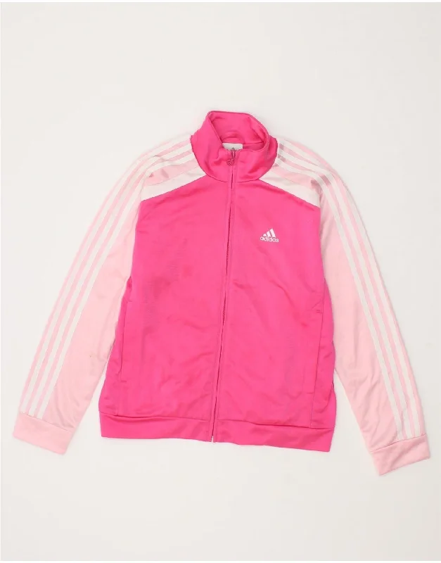 men's casual blazers -ADIDAS Girls Tracksuit Top Jacket 11-12 Years  Pink Colourblock Polyester