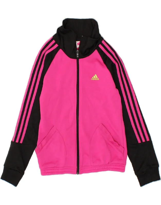 casual jackets for men -ADIDAS Girls Tracksuit Top Jacket 11-12 Years Pink Colourblock Polyester