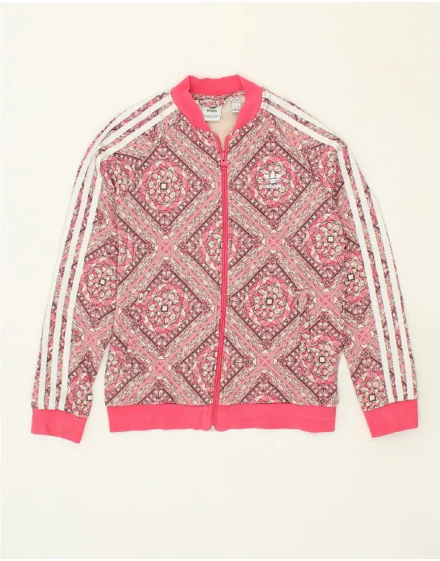 men's chic winter jackets -ADIDAS Girls Tracksuit Top Jacket 11-12 Years Pink Paisley Cotton