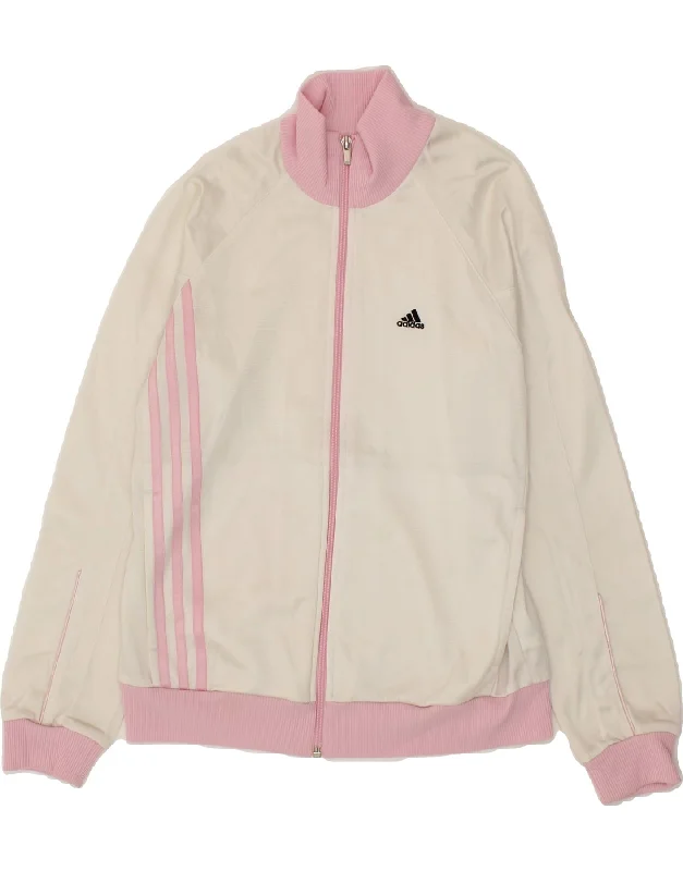 men's winter jackets -ADIDAS Girls Tracksuit Top Jacket 13-14 Years  White Colourblock Polyester