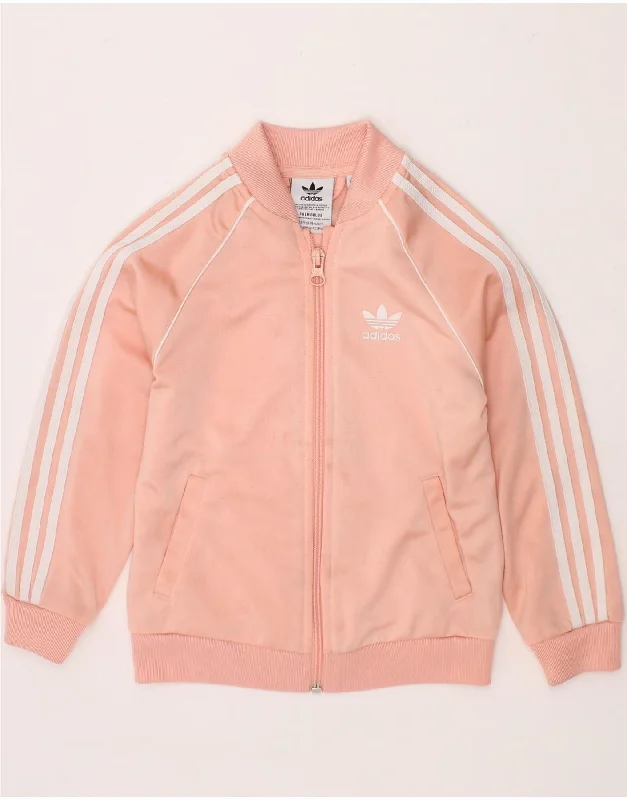 men's waterproof jackets -ADIDAS Girls Tracksuit Top Jacket 3-4 Years Pink Polyester