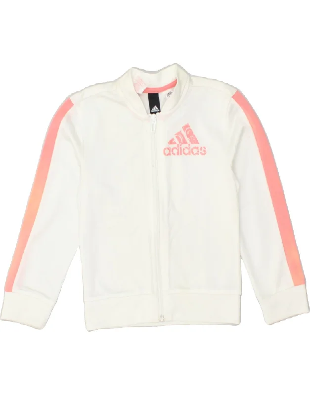 men's sporty jackets -ADIDAS Girls Tracksuit Top Jacket 5-6 Years White Polyester