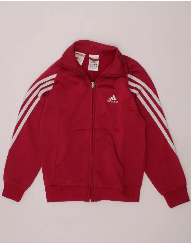 men's trendy jackets for winter -ADIDAS Girls Tracksuit Top Jacket 7-8 Years Pink Polyester