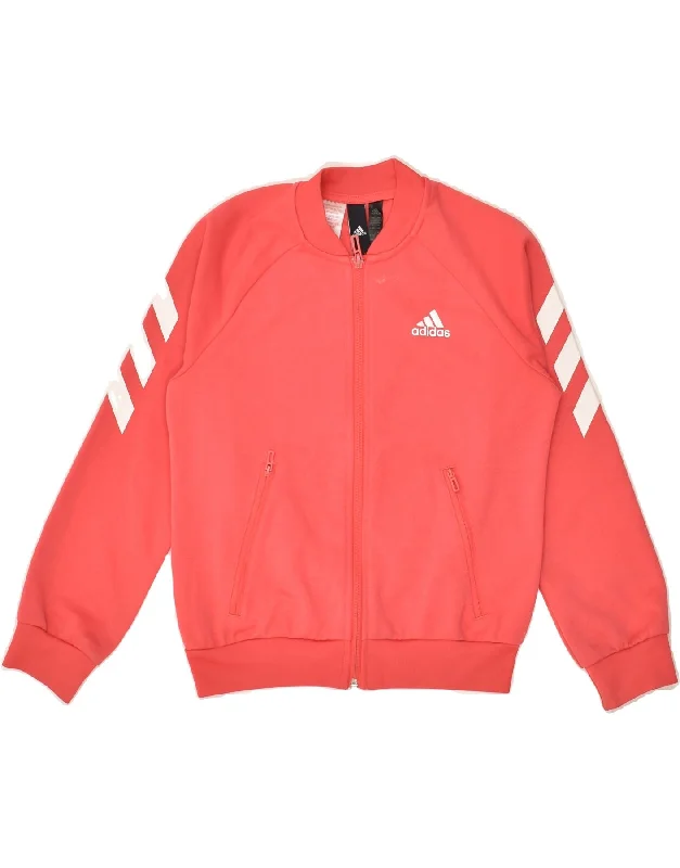 men's trendy jackets for winter -ADIDAS Girls Tracksuit Top Jacket 9-10 Years Pink Polyester