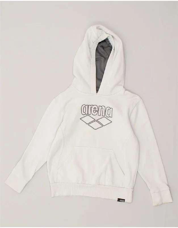 men's hoodie for layering in winter -ARENA Boys Graphic Hoodie Jumper 8-9 Years White