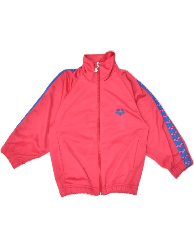 men's chic winter jackets -ARENA Girls Graphic Tracksuit Top Jacket 3-4 Years Pink