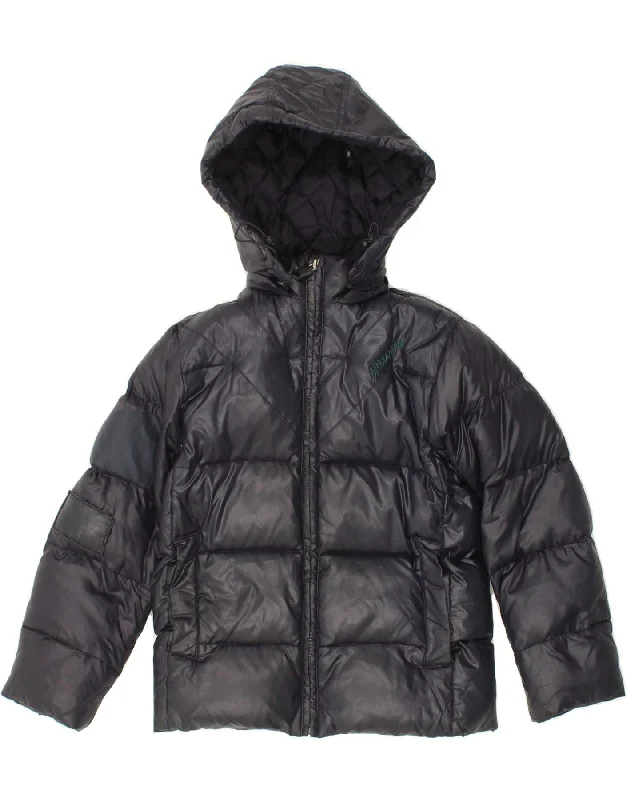 men's stylish leather jackets -ARMANI JUNIOR Boys Hooded Padded Jacket 7-8 Years Navy Blue Polyamide