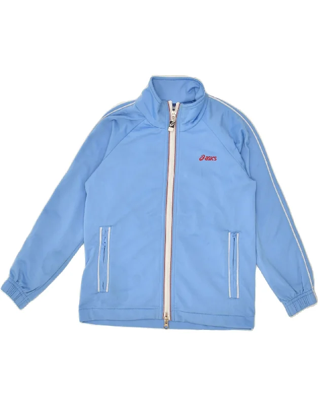 men's classic bomber jackets -ASICS Boys Tracksuit Top Jacket 5-6 Years Blue Polyester