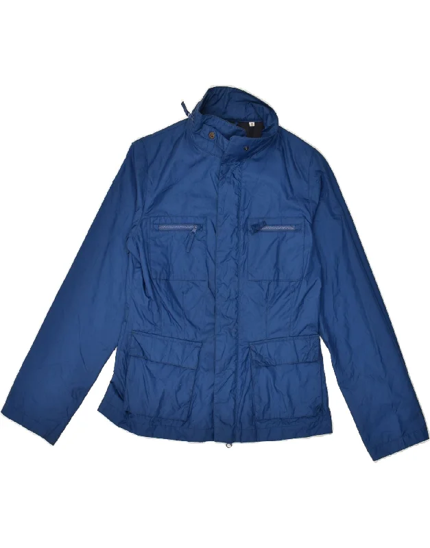 men's slim fit jackets -ASPESI Boys Hooded Rain Jacket 11-12 Years Blue Polyamide